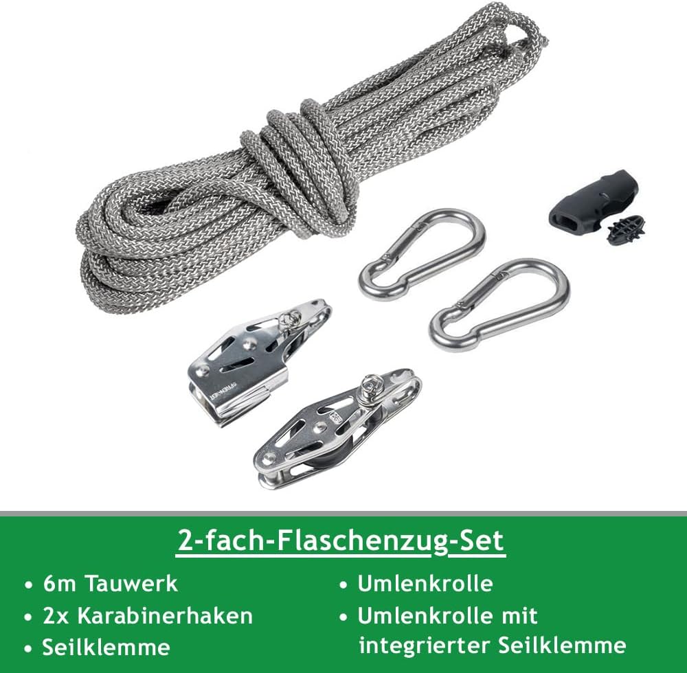 Pina DESIGN seit 1979 - Sonnensegel Seilzug Set - mastseitig, für Sonnensegel Masten/Profi Spannsyst