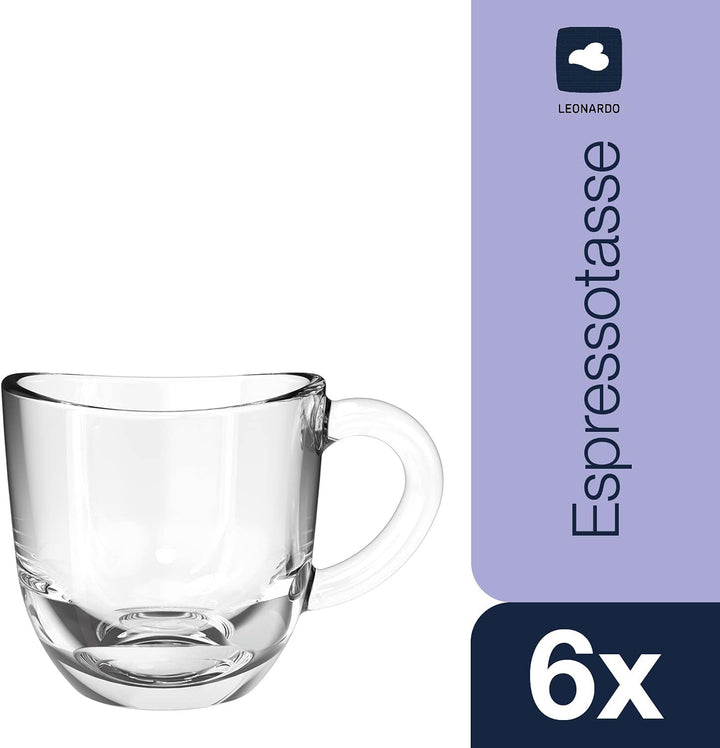 Leonardo Napoli Espresso-Tassen, 6er Set, spülmaschinengeeignete Espresso-Becher, kleine Kaffee-Tass