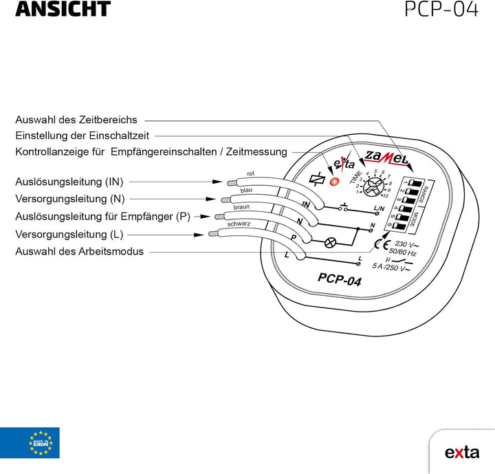 Zamel PCP-04 Zeitrelais Multifunktionsrelais für Unterputz Dosen Zeitschalter 8 Verschiedene Funktio