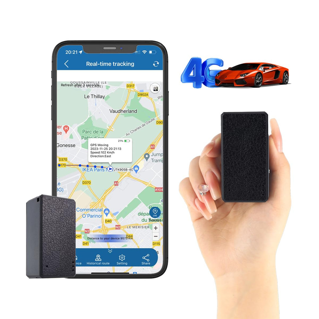 Winnes 4G Mini GPS Tracker Tragbarer GPS Tracker Ohne ABO Mit Geofence-Alarm und Kostenloser App,GPS