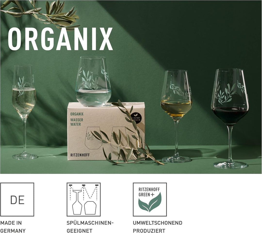 RITZENHOFF 3924001 Champagnerglas 400 ml 2er Set Organix Nr. 1 – organische Farbe Grün, 45% recycelt