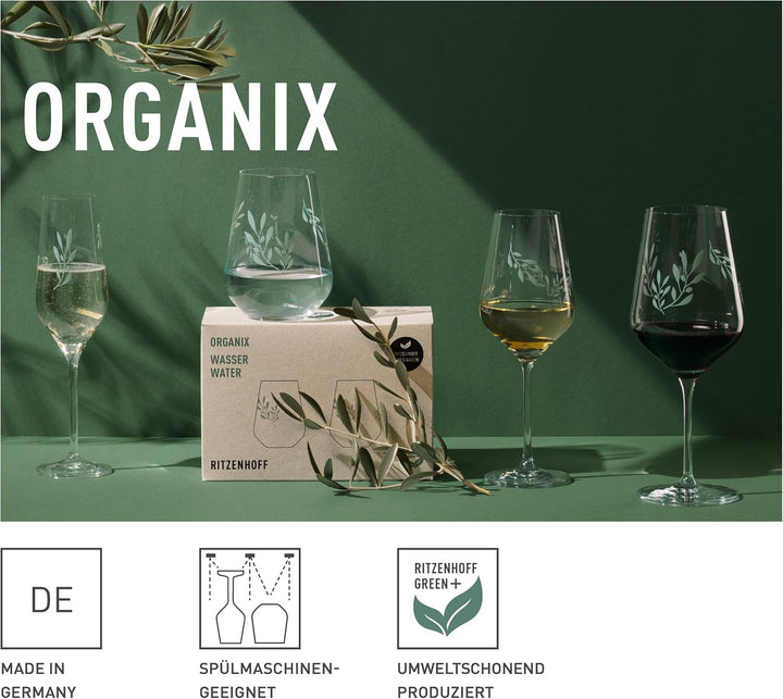 RITZENHOFF 3924001 Champagnerglas 400 ml 2er Set Organix Nr. 1 – organische Farbe Grün, 45% recycelt