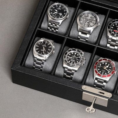 ROTHWELL Uhrenbox aus Leder mit 10 Fächern – Luxus-Uhrenetui, Veranstalter Uhrenaufbewahrung, Ultraw