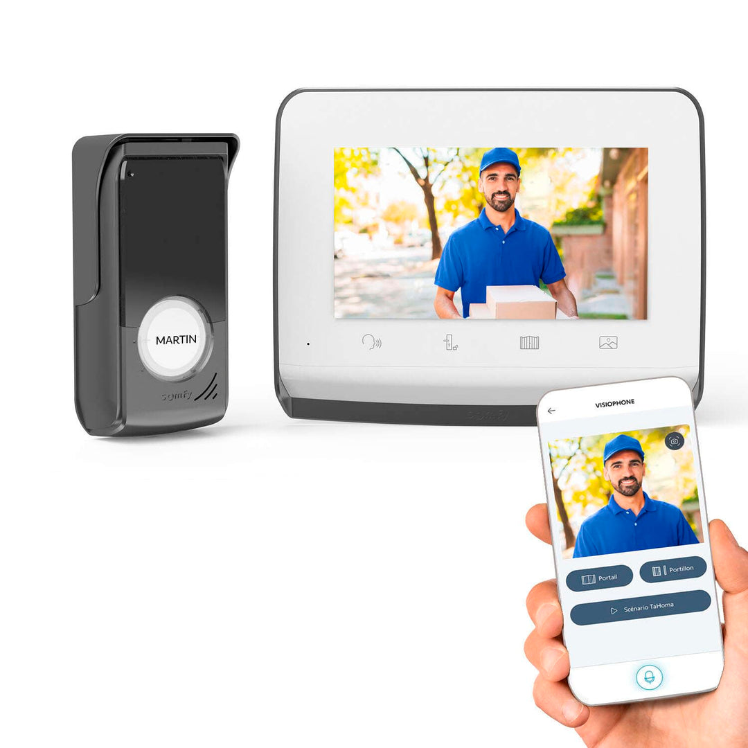Somfy 1871229 – Video-Türsprechanlage V350 WLAN | Vernetzte Gegensprechanlage | 7-Zoll-Bildschirm |
