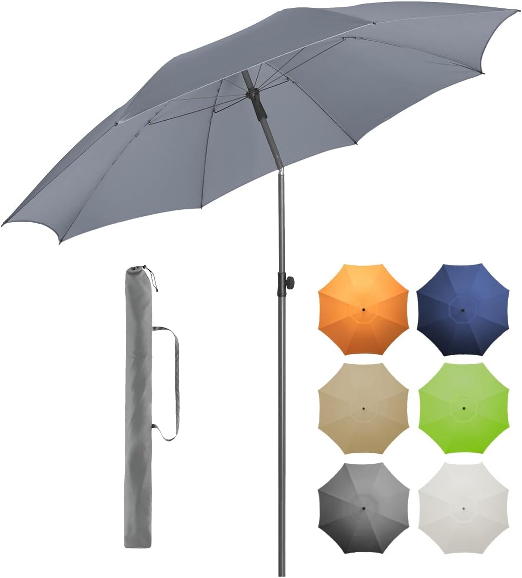 FARE Sonnenschirm Gr. XL - 235 cm Durchmesser - UV-Schutz 50+ für Balkon Garten Terrasse Sommer - Ti