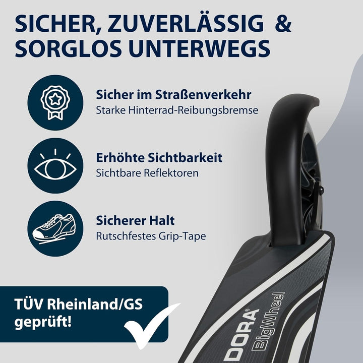 HUDORA BigWheel 205 Scooter - Stabiler Aluminium-Roller - Höhenjustierbarer & zusammenklappbarer Cit