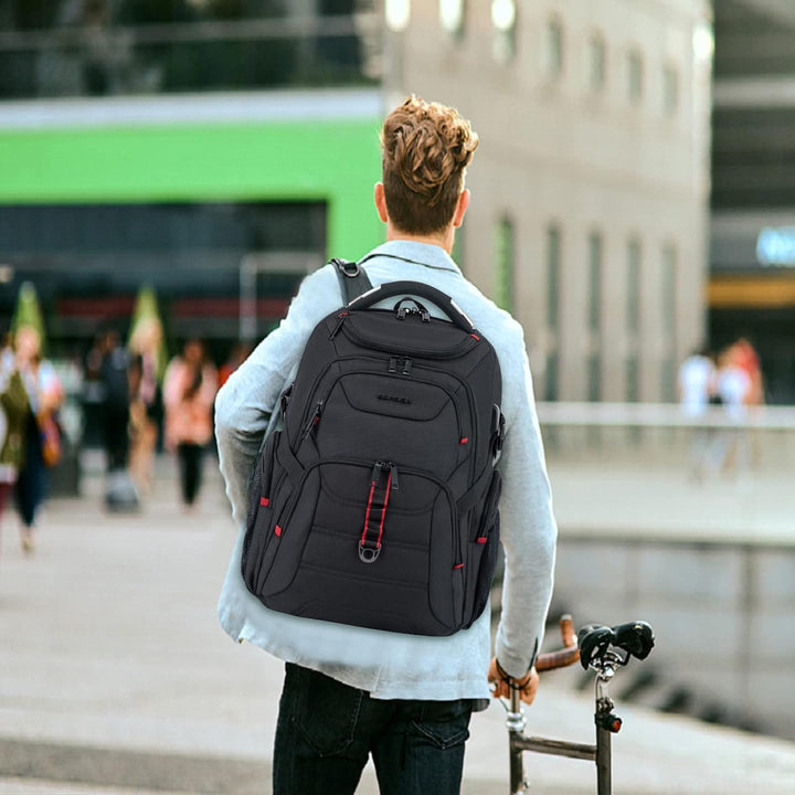 EMPSIGN Gross Laptop Rucksack Herren 17,3 Zoll Arbeit Wasserdicht, Laptoptasche Reisen mit USB Ladea