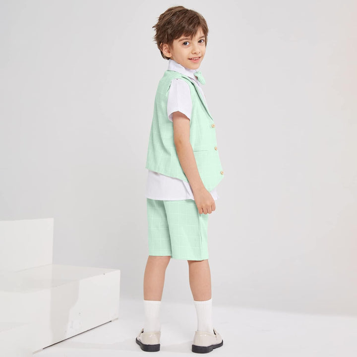 LOLANTA 4 STK.Kleinkind Junge Sommerhochzeit Kinderanzug,Festliche Anzüge Westen Set für Kinder, Som