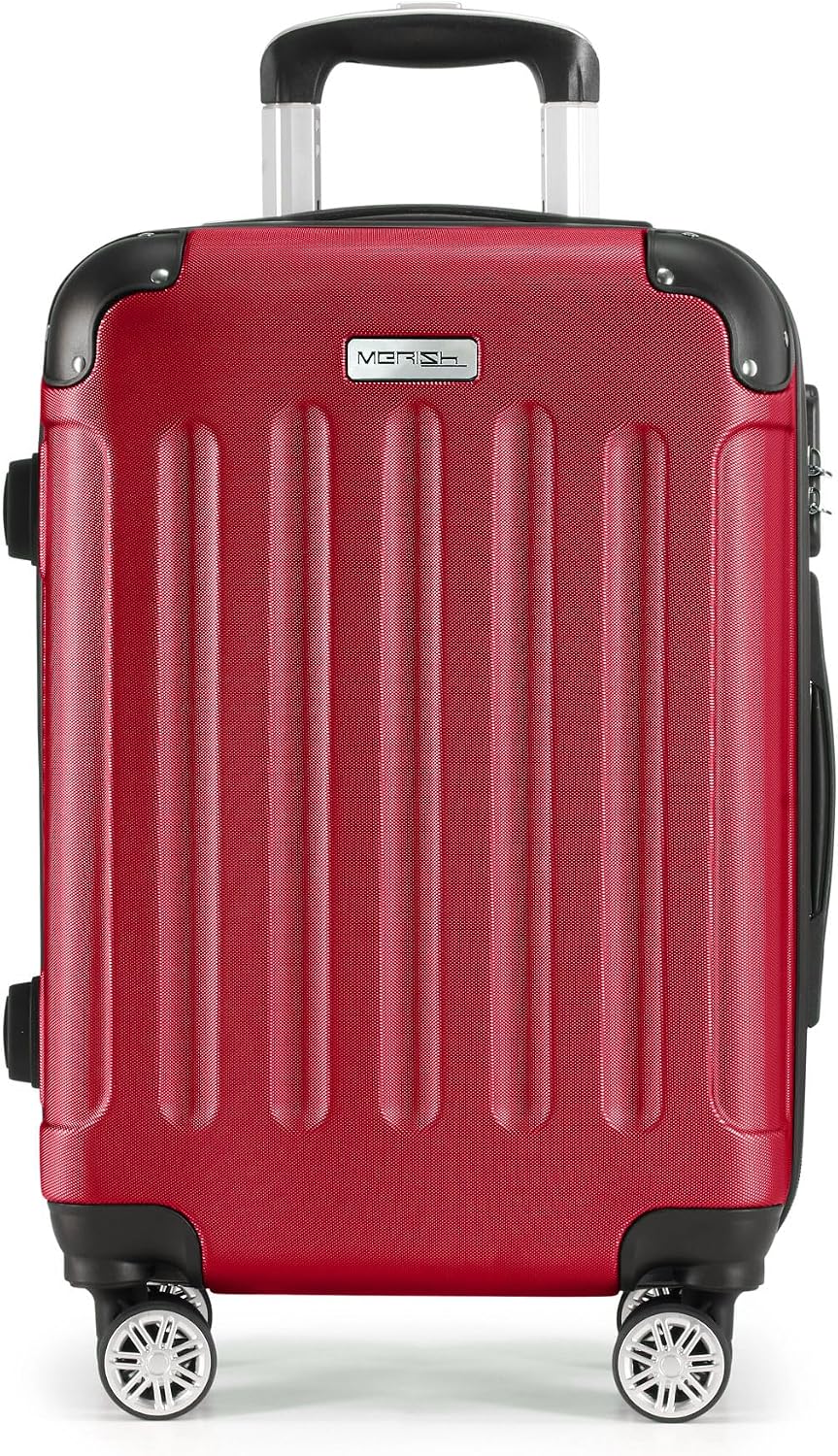 MERISH Reisekoffer Koffer Kofferset Trolleys Zwillingsrollen 3tlg. Hartschale in 9 Farben (Rot, M) R
