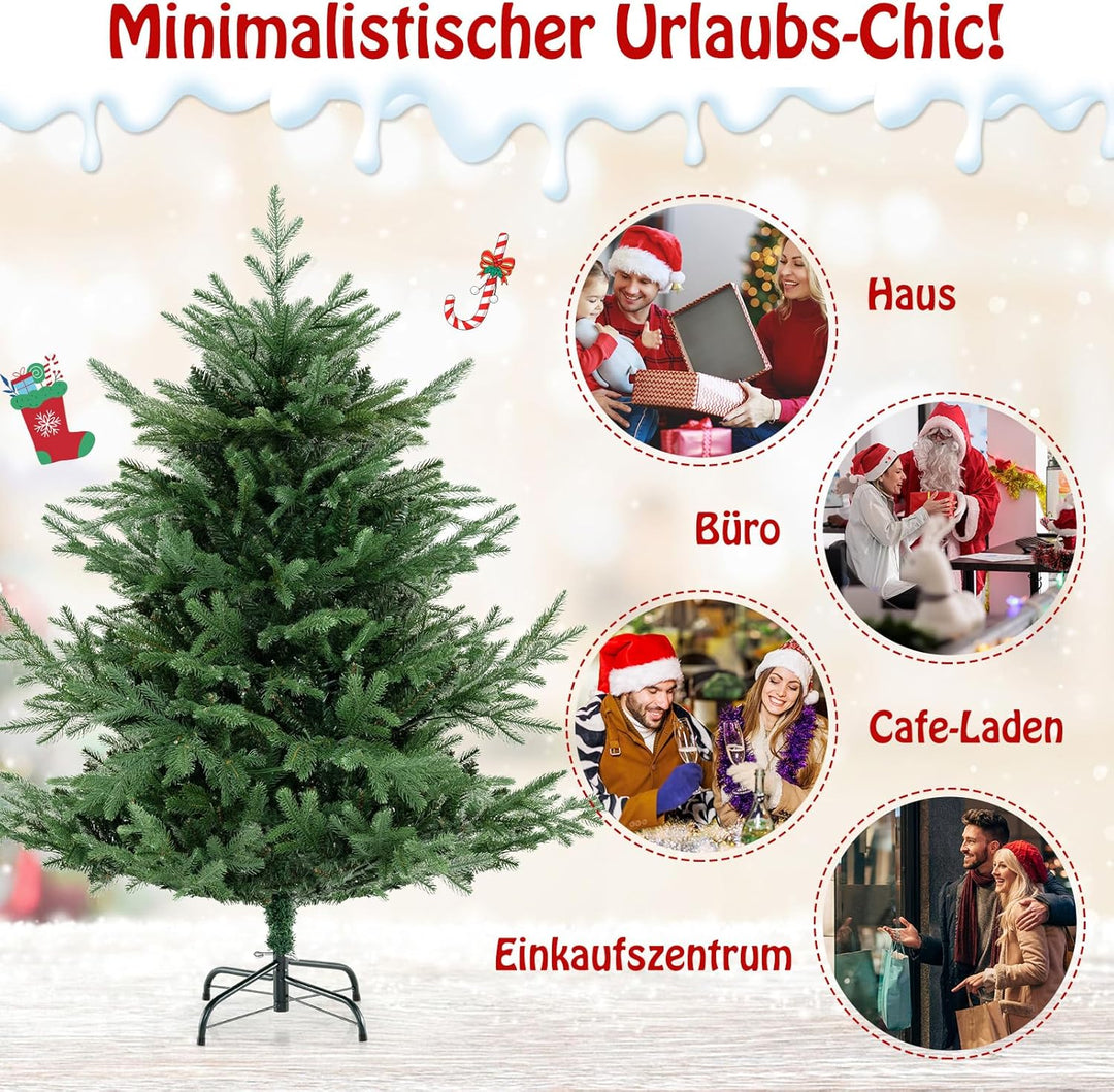 COSTWAY 135 cm Künstlicher Weihnachtsbaum mit Beleuchtung, Tannenbaum mit 160 warmweissen LED-Lichte