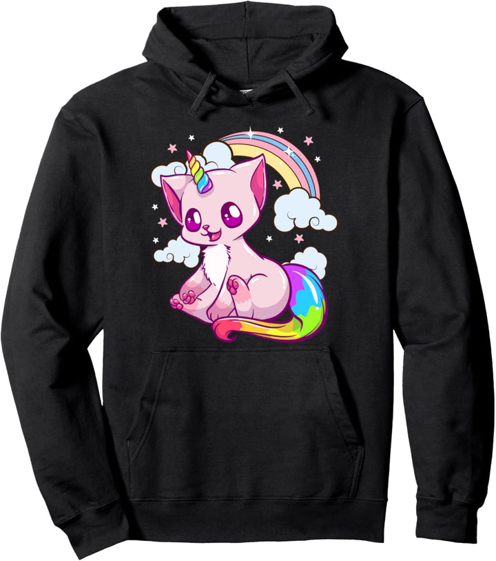 Cute & Funny Unicorn Cat Rainbow Kitty Unicorn Pullover Hoodie