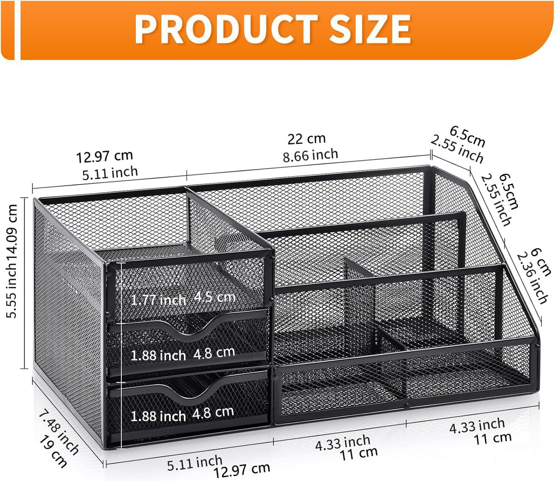 Marbrasse Mesh-Schreibtisch-Organizer mit Schubladen, multifunktionaler Schreibtisch-Organizer und Z