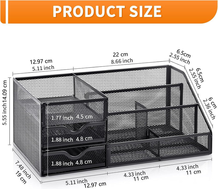 Marbrasse Mesh-Schreibtisch-Organizer mit Schubladen, multifunktionaler Schreibtisch-Organizer und Z