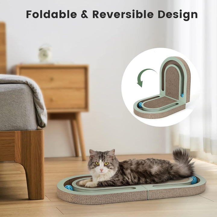 PETTOM Kratzbrett, Kratzbretter Katze mit Trackball, Kratzpappe für Katzen 66 * 30cm, Katzenkratzbre