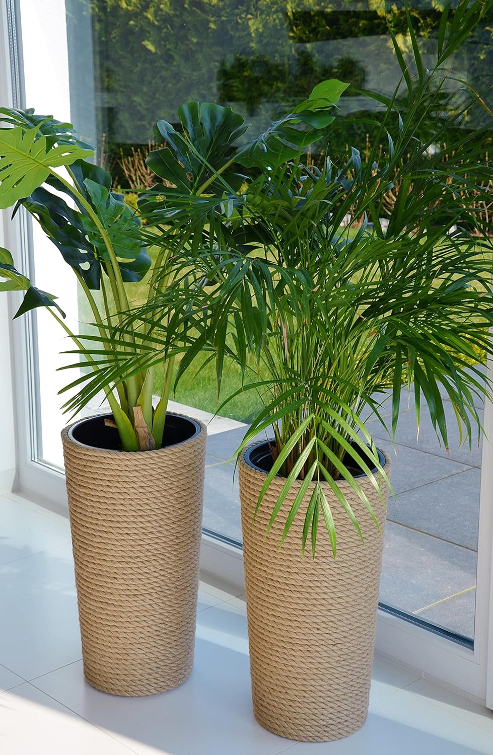 KORAD Pflanzentopf/Übertopf 32 hoch Stil Boho EKO Natural, geflochtene Juteschnur, Graskorb, Jute, E