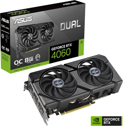 ASUS Dual GeForce RTX 4060 EVO OC Edition 8GB GDDR6 (PCIe 4.0, 8GB GDDR6, DLSS 3, HDMI 2.1a, Display