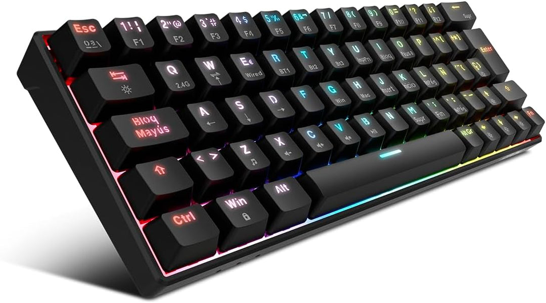 KROM KYARA - Mechanische RGB-Gaming-Tastatur, Bluetooth 5.0, 2,4 GHz und USB, Design im 60 Prozent-F