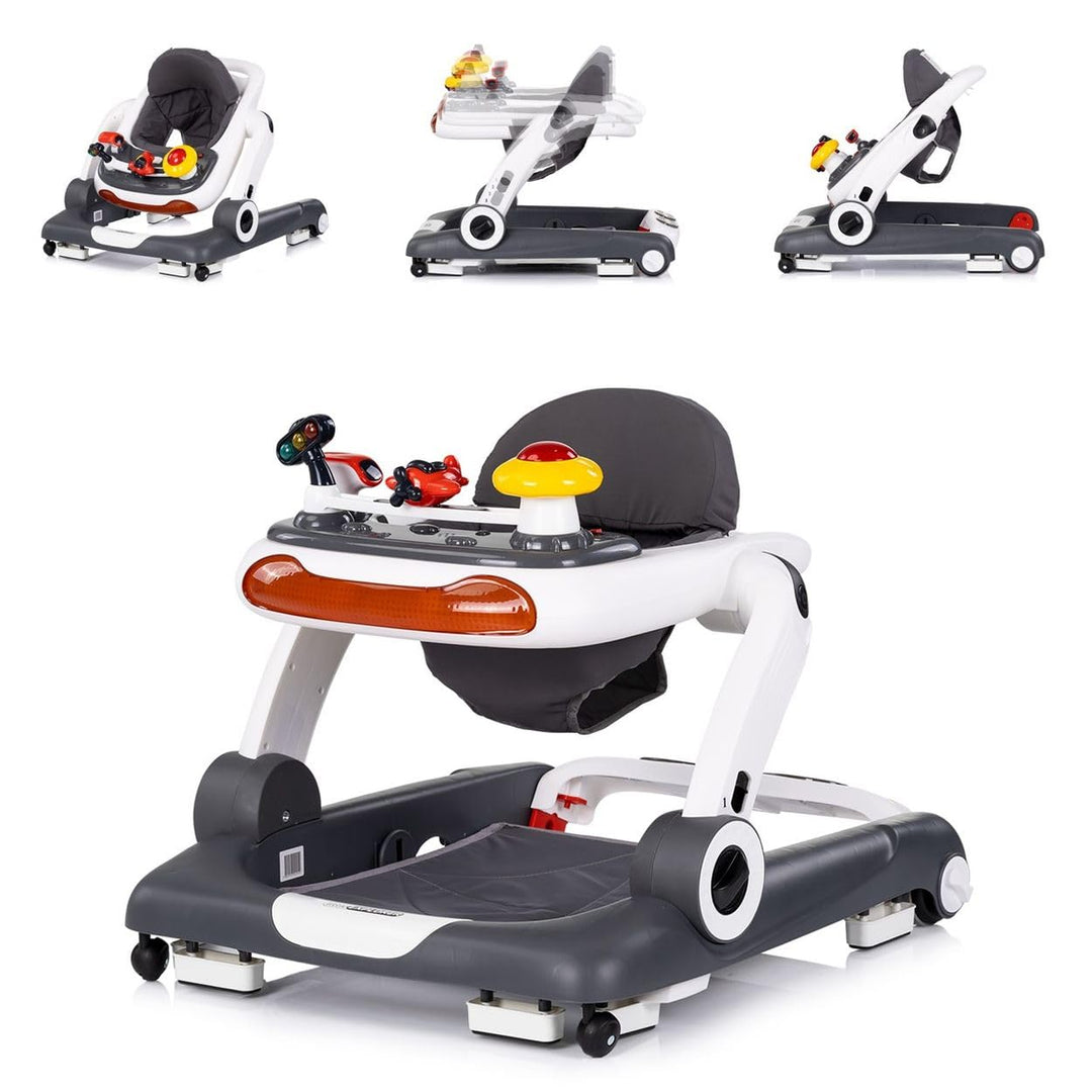 Chipolino Lauflernhilfe little Explorer 4 in 1 Laulernwagen Musik Stopper Räder grau, grau
