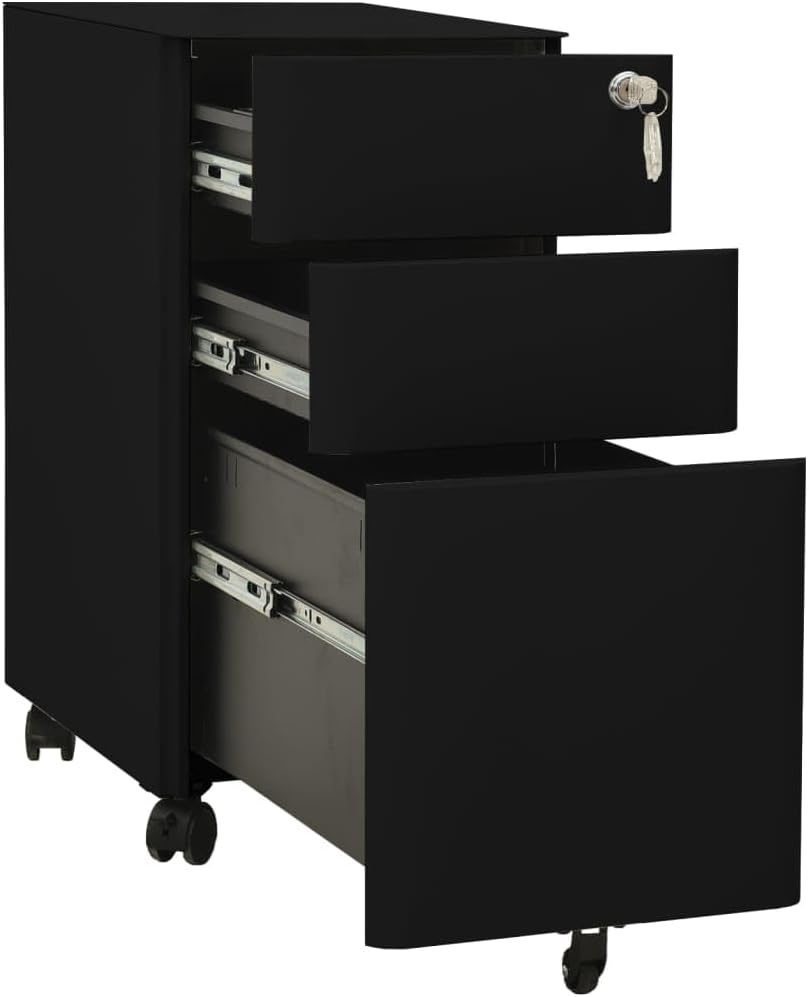 vidaXL Aktenschrank mit Rollen Rollcontainer Bürocontainer Schubladenschrank Büroschrank Stahlschran