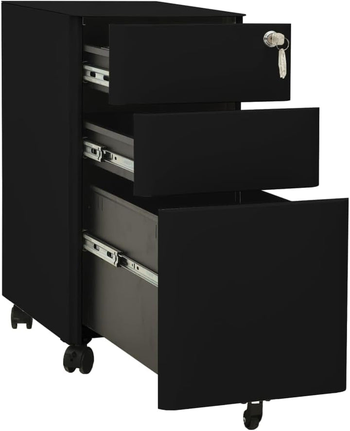 vidaXL Aktenschrank mit Rollen Rollcontainer Bürocontainer Schubladenschrank Büroschrank Stahlschran