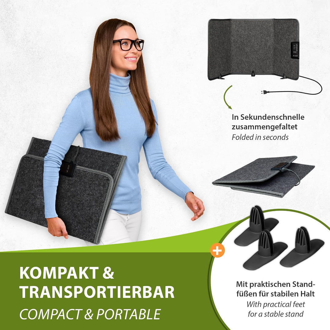 Mi-Heat Infrarot Schreibtischheizung 51x100cm Heizpaneel 165W Standheizung für Büro Schreibtisch Arb