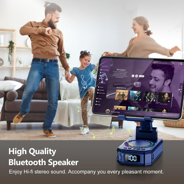 Bluetooth Lautscher, Mama, 4-in-1 Musikbox Bluetooth mit 7 LED-Farben und Handyhalterung, Lange Akku