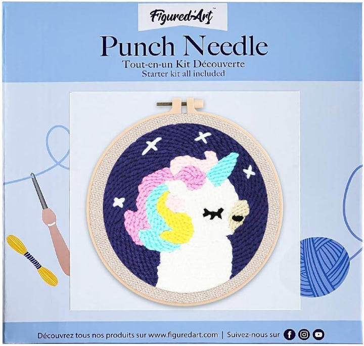 Figured'Art Punch Needle Set für Erwachsene - Stickerei, ideal für Anfänger - Bezauberndes Einhorn -