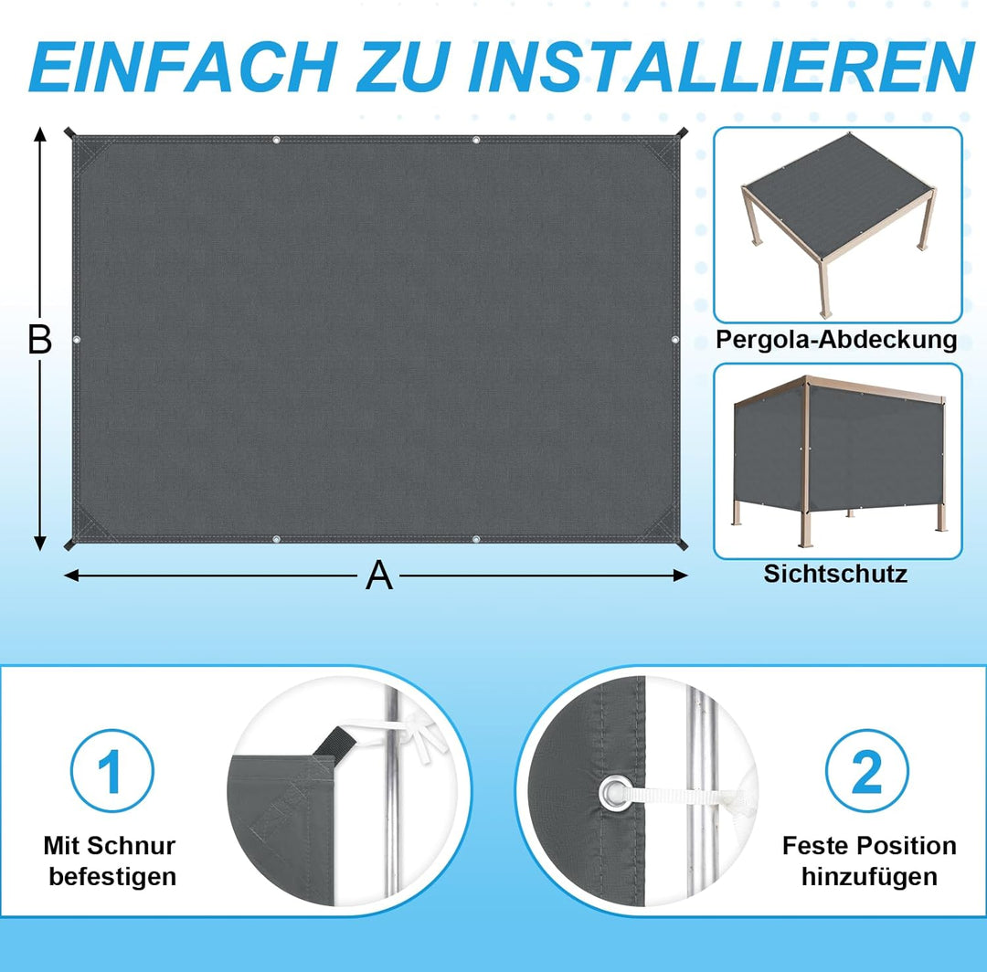 COOL AREA Sonnensegel Wasserdicht Rechteckige 1.5x3m mit Geraden Kanten Sonnenschutz Wetterschutz PE