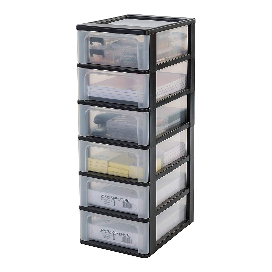 Iris Ohyama, Schubladenschrank, Schubladencontainer, 6 Schubladen mit 7 L, Format A4, durchsichtige