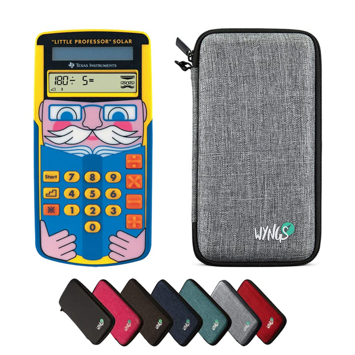 TI-Little Professor inkl. WYNGS Schutztasche Hellgrau - Interaktiver Rechentrainer - Basic Set, Hell