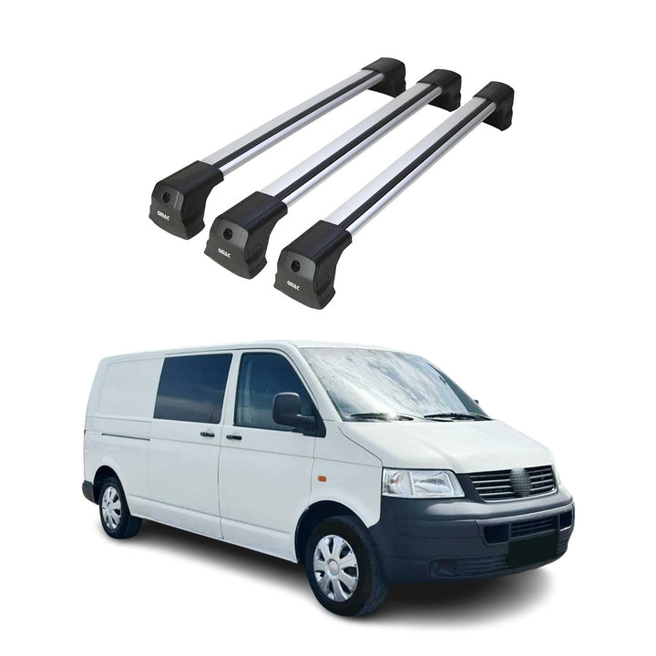 OMAC Dachträger Gepäckträger kompatibel mit VW T5 T6 2003-2024 Grundträger Aluminium Grau 3X