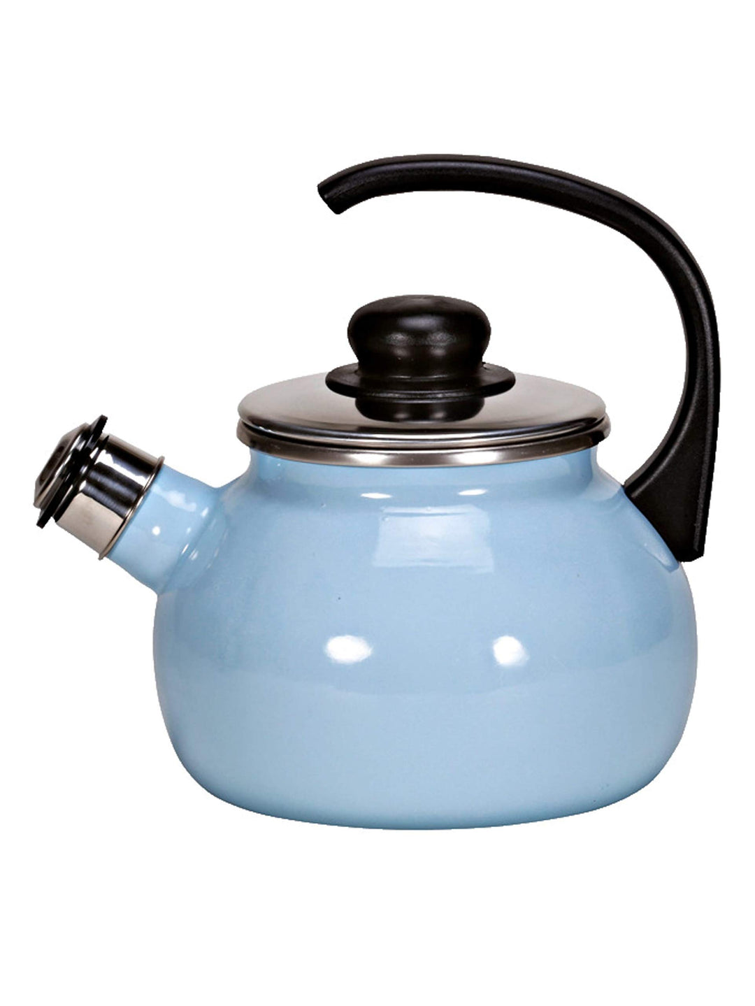 Krüger Flötenkessel Sylt 2 Liter 18 cm, Emaille, blau, 18x18x9 cm, Blau