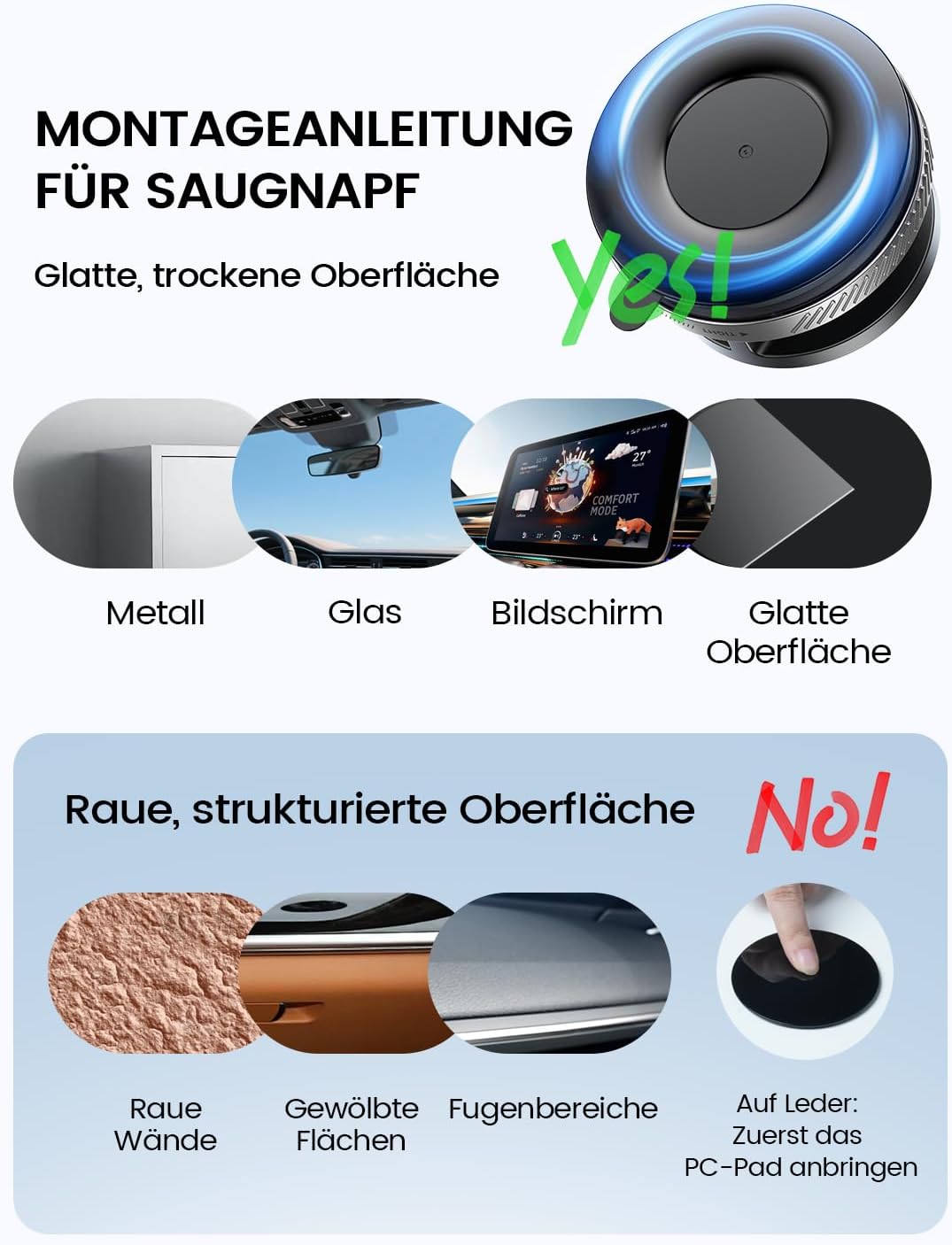 Lamicall Handyhalterung Auto Vakuum für MagSafe Autohalterung - [TOP Saugnapf] Handy Halterung Auto