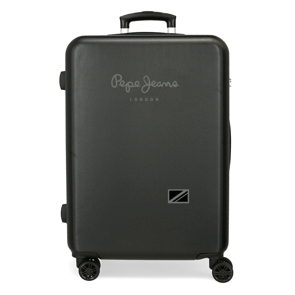 Pepe Jeans Cromwell Mittelgrosser Koffer, Schwarz, 46 x 65 x 23 cm, starres ABS, seitliches Zahlensc