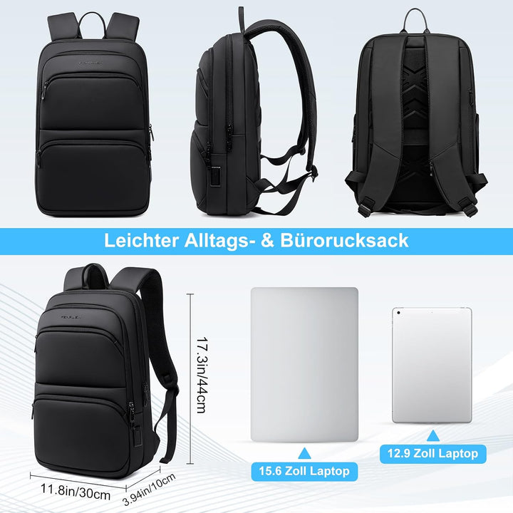 FENRUIEN Leichter Business Rucksack Herren 15.6 Zoll Wasserdicht Notebook Laptop Backpack 13L Laptop