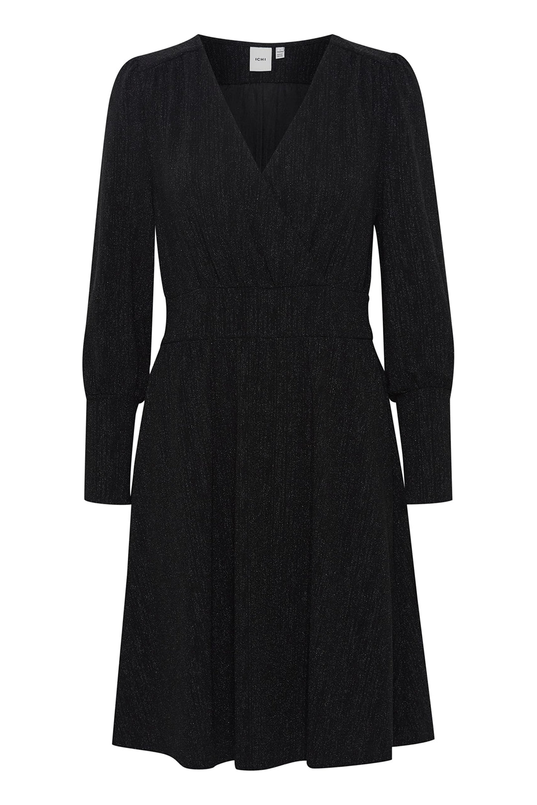 ICHI IHNELLY DR Damen Freizeitkleid Kleid Minikleid Pailletten Langarm V-Ausschnitt Regular-Fit S Bl