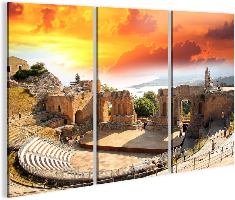 Bild Bilder auf Leinwand Taormina Theater in Sizilien, Italien Wandbild, Poster, Leinwandbild KCF