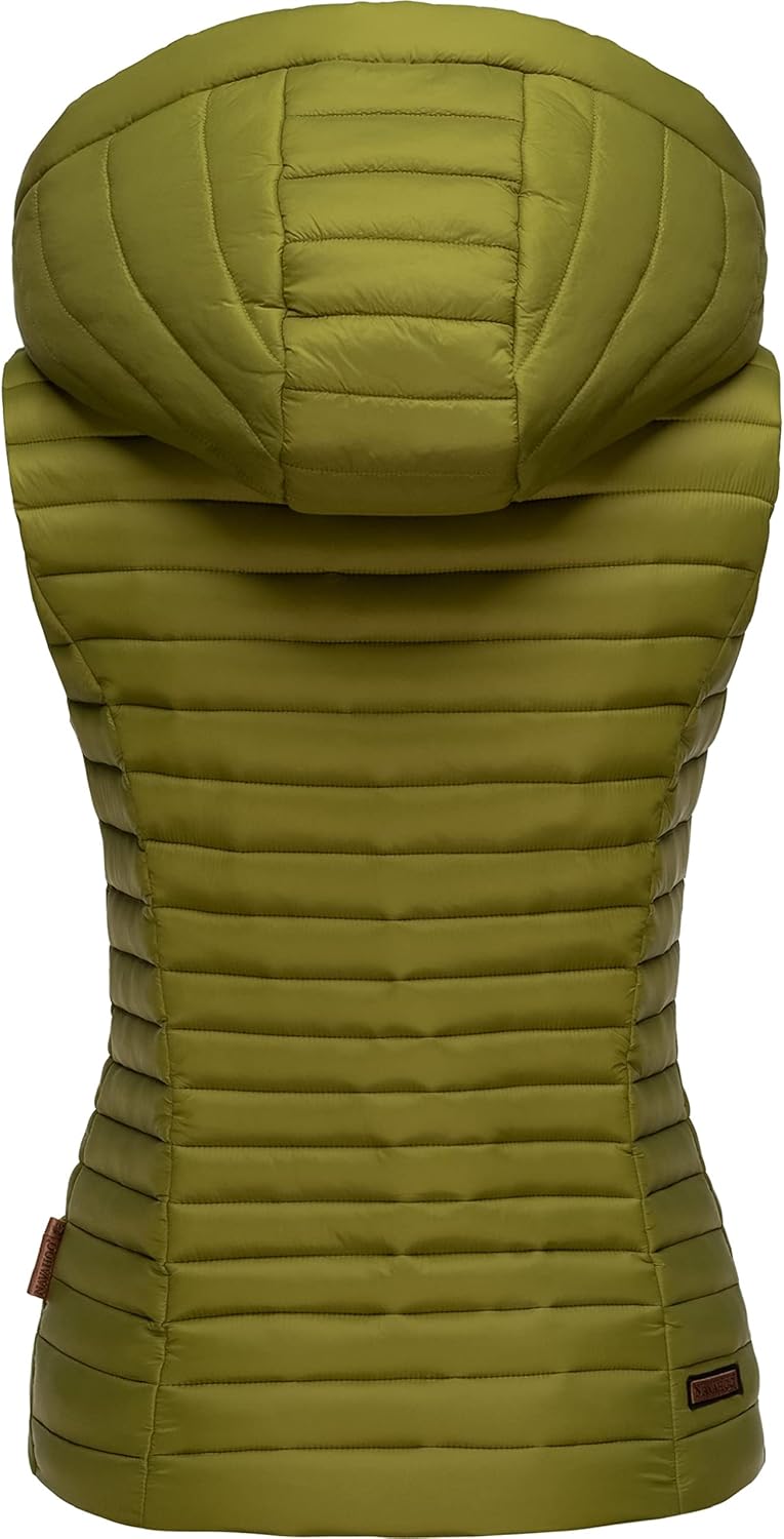 Navahoo Damen Übergangsjacke leichte Steppweste mit Abnehmbarer Kapuze Shadaa XS-3XL XS Moss Green,