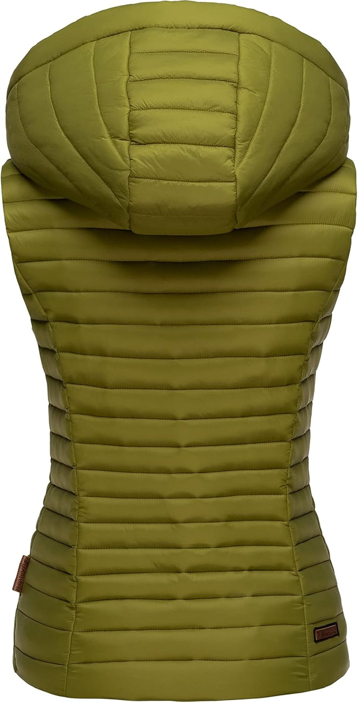 Navahoo Damen Übergangsjacke leichte Steppweste mit Abnehmbarer Kapuze Shadaa XS-3XL XS Moss Green,