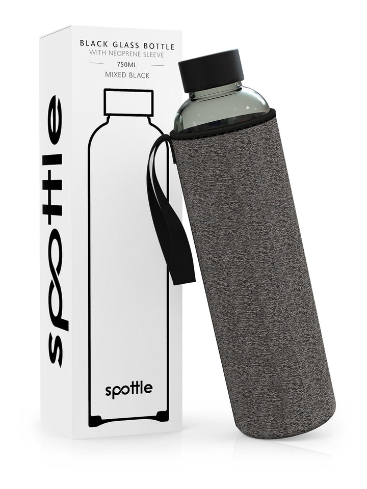 spottle Trinkflasche aus Glas 1l - Glasflasche 500ml - 750ml - 1 liter mit Neoprenhülle - Schutzhüll