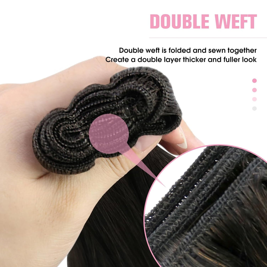 YoungSee Echthaar Extensions Tressen Braun Tressen Echthaar 50 cm Echthaar Tressen Braun Haartressen