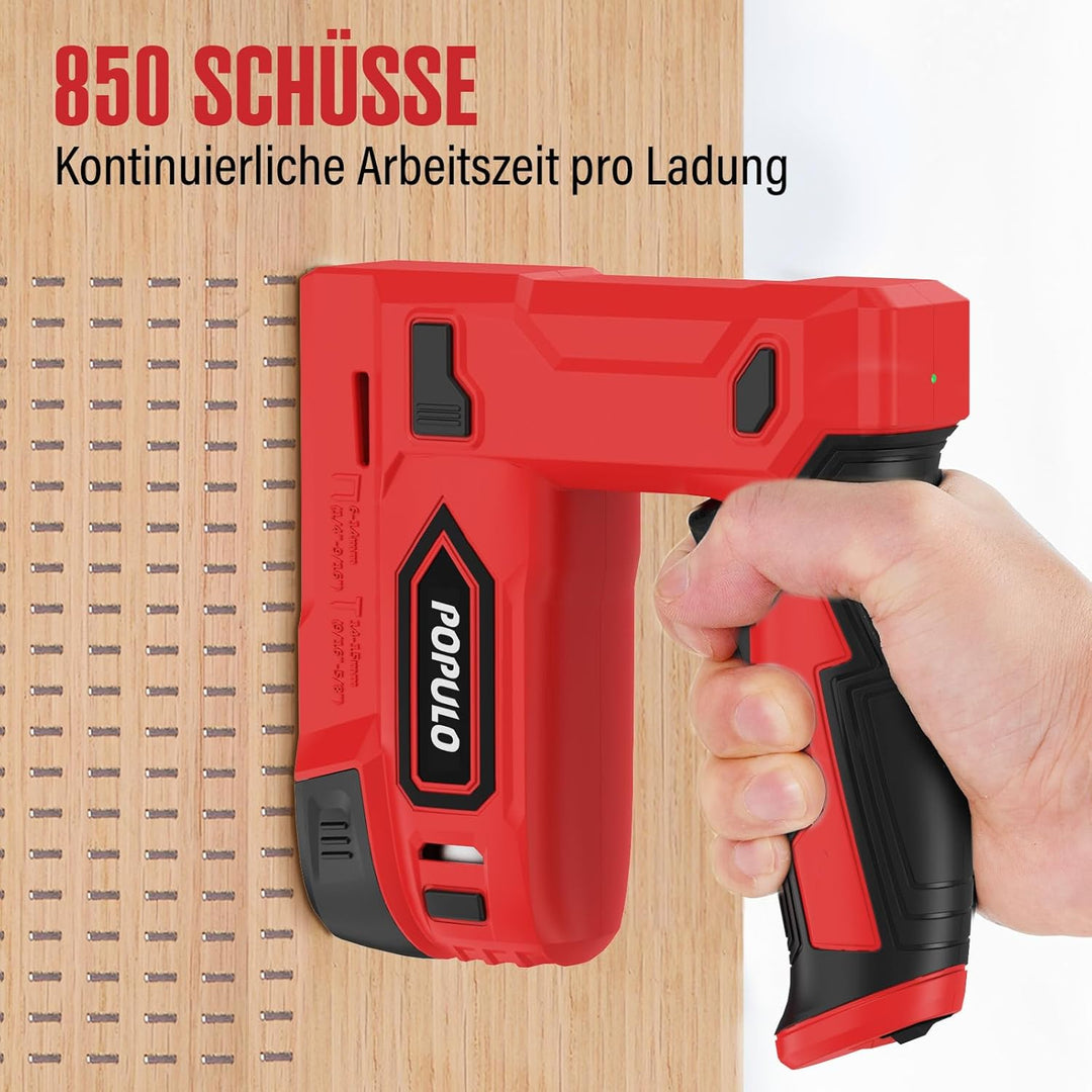 POPULO Akku Tacker, 2-in-1 Lithium-Ionen-Heftgerät, 4V Nagelgerät Set Mit Ladekabel, 1600 Heftklamme