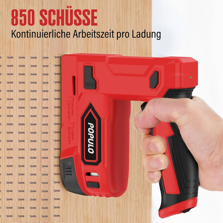 POPULO Akku Tacker, 2-in-1 Lithium-Ionen-Heftgerät, 4V Nagelgerät Set Mit Ladekabel, 1600 Heftklamme