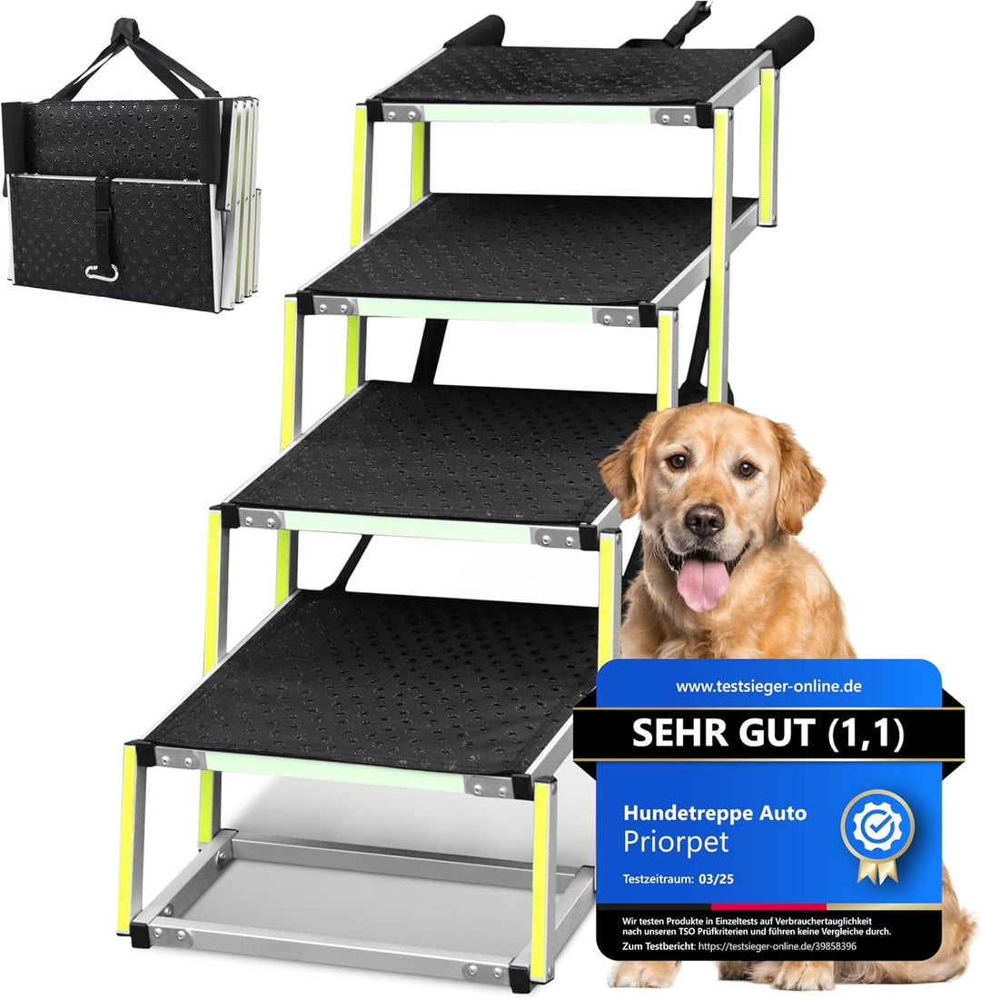 Hundetreppe Auto Klappbar - Hundetreppe Grosse Hunde - Leuchtende Leitmarkierung - Gelenkschonende E
