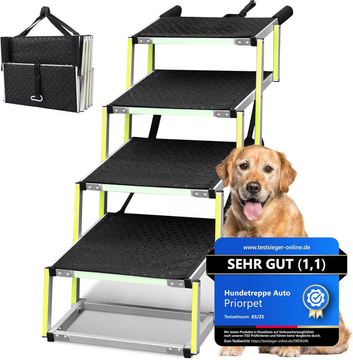 Hundetreppe Auto Klappbar - Hundetreppe Grosse Hunde - Leuchtende Leitmarkierung - Gelenkschonende E
