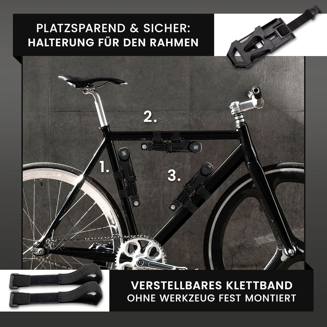 Poised Fahrrad Faltschloss 120 cm mit ART 2 Zertifizierung & Halterung – Hochsicherheits-Fahrradschl