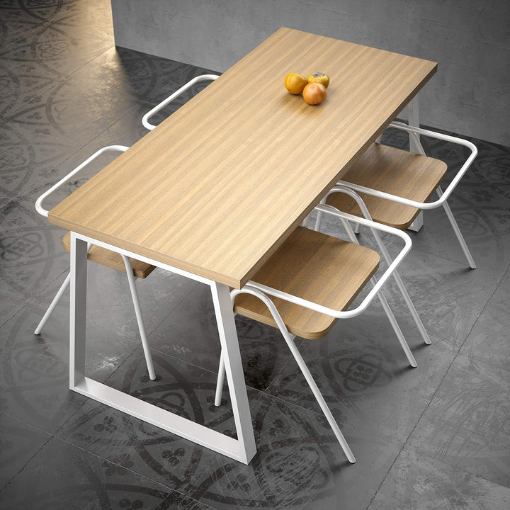 sossai® Trapez Tischkufen aus Stahl (pulverbeschichtet) TKG6 | Industrial Design | Farbe: Weiss | Hö