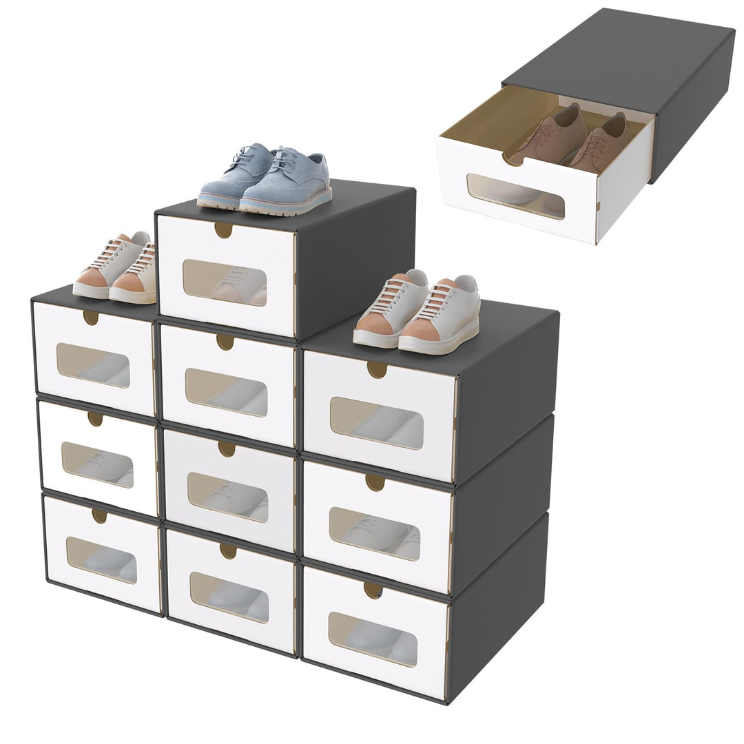 20 Stück Schuhboxen Stapelbar Boxen-Set,Aufbewahrungsbox Schubladen aus Pappe Karton,Schuhkarton Ord