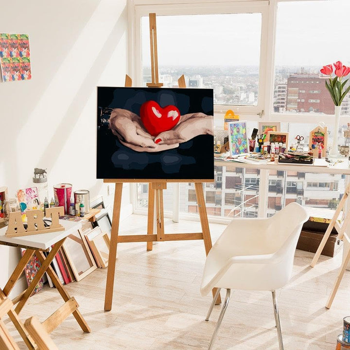 Artnapi Malen nach Zahlen Erwachsene mit Rahmen | DIY Handgemalt | Herz in Händen | Kit für Anfänger