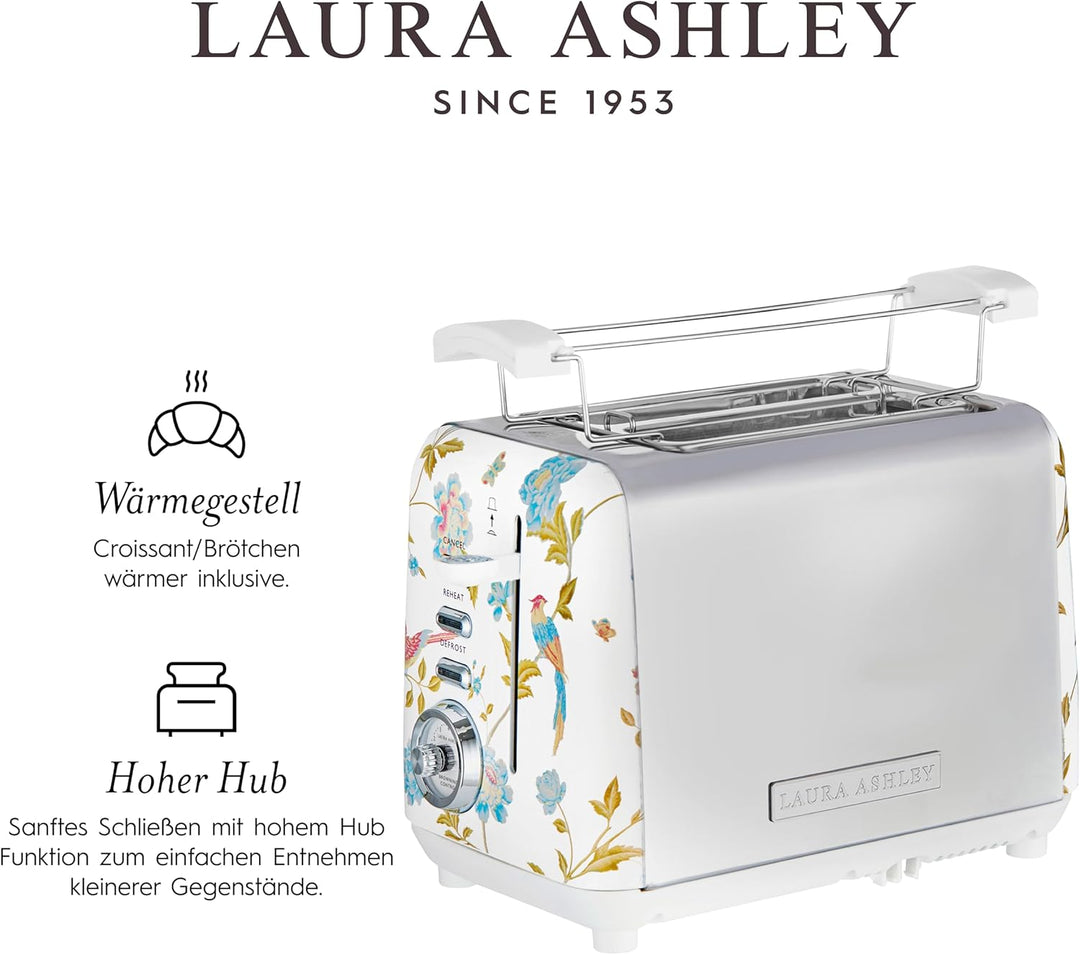 VQ Laura Ashley 2-Scheiben-Toaster mit einstellbaren Heiz-, Auftau- und Aufwärmmodi - Edelstahl Vint